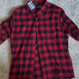 Men's Red and Black Plaid Shirt
